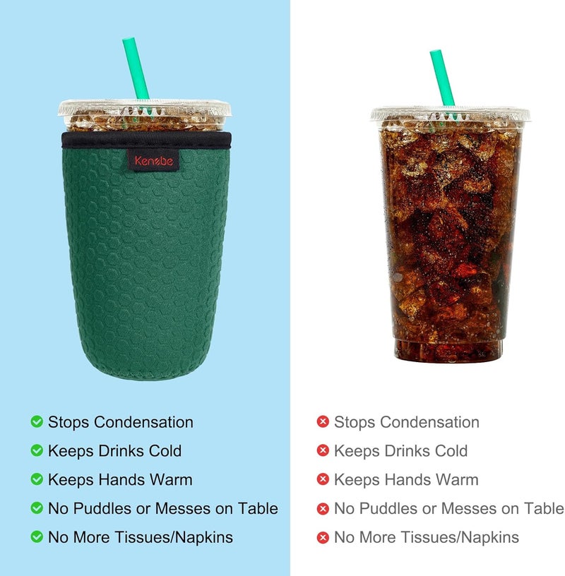KENOBE 3 Pack Neoprene Insulator Sleeve for Iced Coffee Cups, Reusable Cooler Sleeves for Iced & Hot Drinks, Universal Fit 16-32 oz Cups Beverages, Compatible with Starbucks Dunkin Coffee and More - Image 5